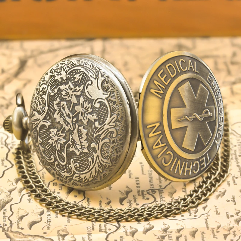 Montre de poche rétro Steampunk à rabat en Bronze pour hommes et femmes, cadeau d'étudiant, collier à Quartz, étoile de vie, montre de poche commémorative