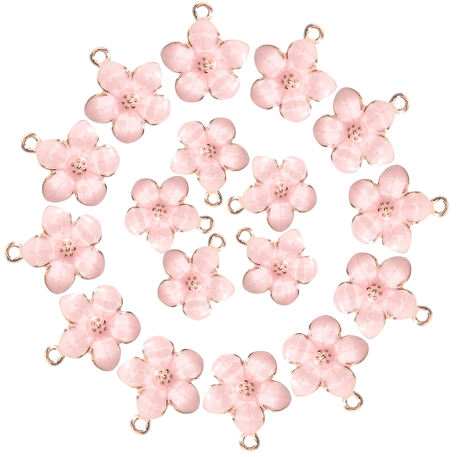 50 Pcs Cherry Blossom Pendant Alloy Jewelry for Making Compact Flower Necklace Hanging Charm Handcraft Supplies Charms