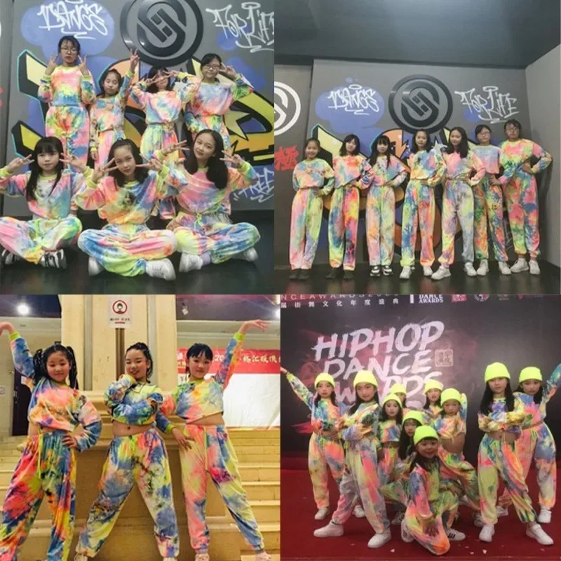 Roupas de Dança Feminina, Roupas Hip Hop, Moletom Multicolor, Calças Causais, Roupas De Palco, Traje De Dança Jazz, Novo, 2022