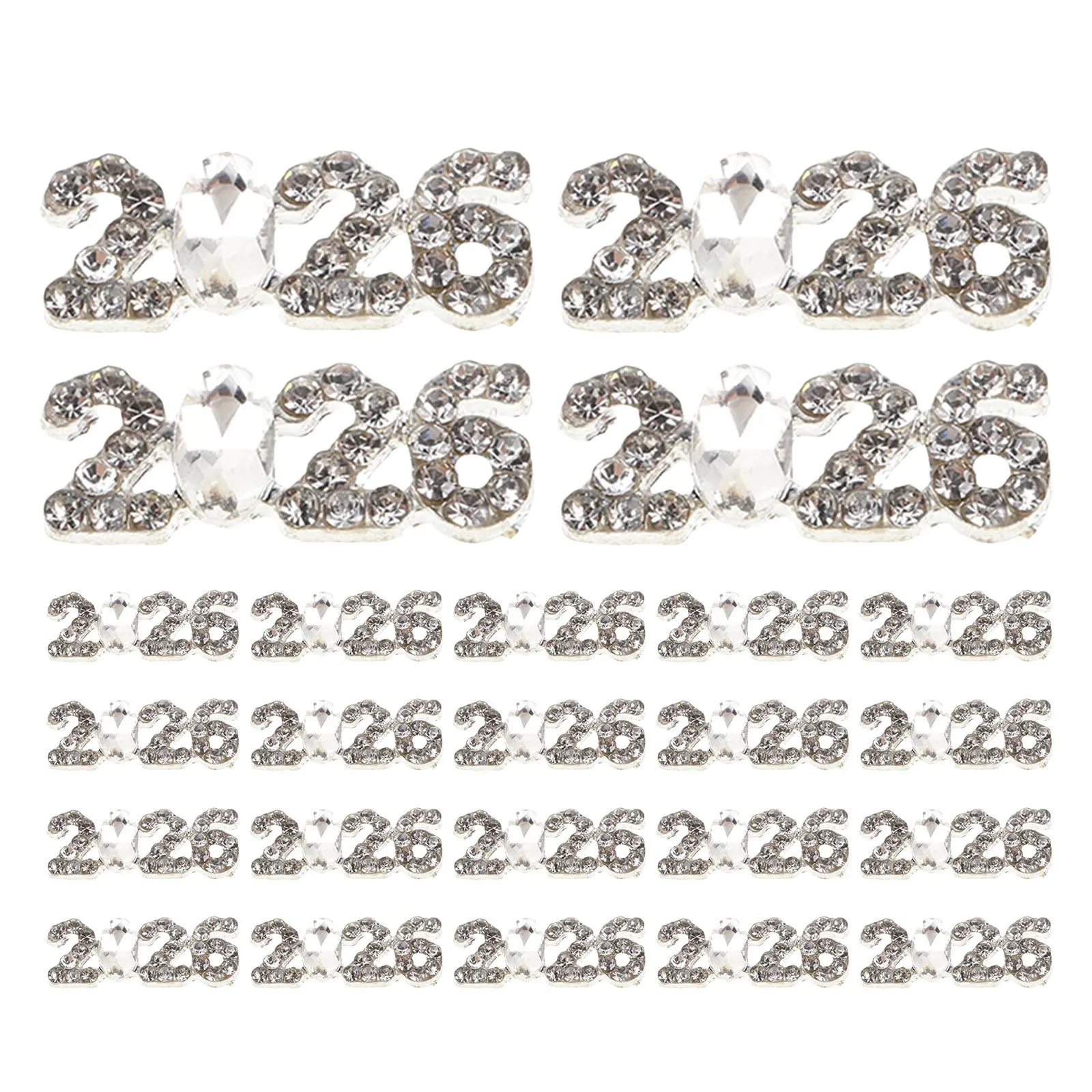 

40Pcs Nail Art Charms Rhinestone Number Decorations 2026 Flatback Manicure Jewelry Accessories Dazzling Nail Stones for Girls