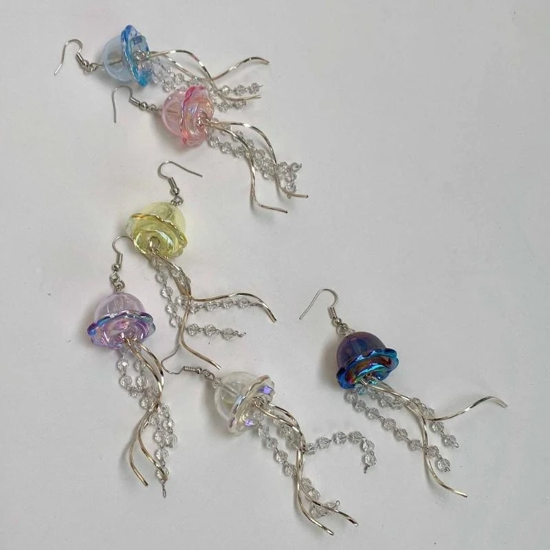 Pendientes de medusas únicos, adorno cómodo, gotas para las orejas de medusas, joyería para las orejas hecha a mano que mejora el estilo Personal