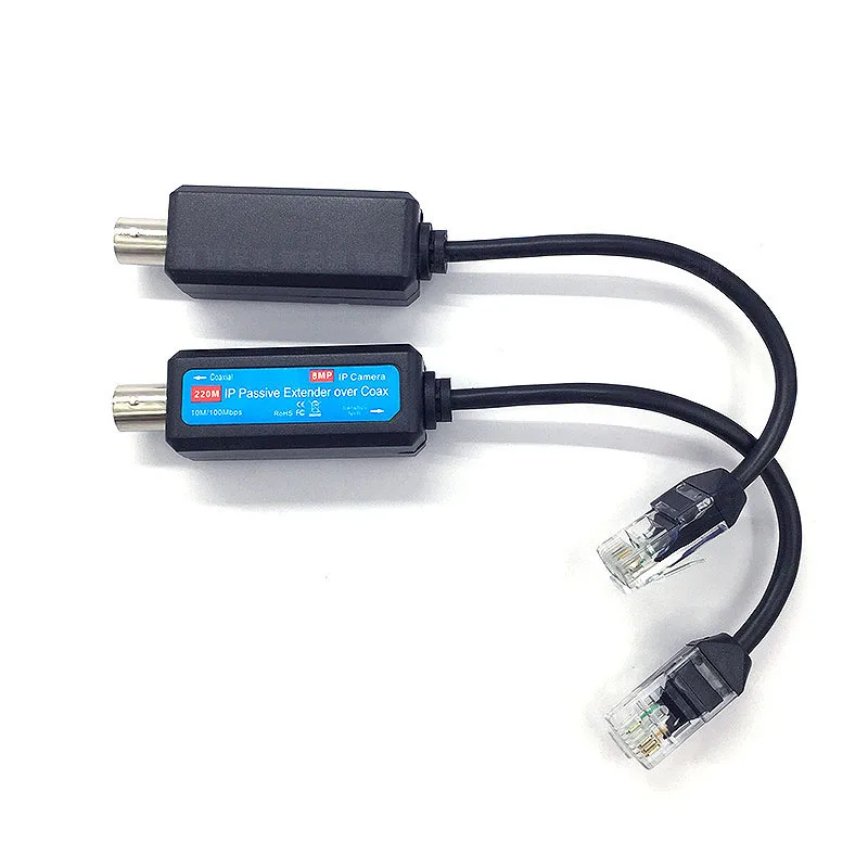 Single Channel Passive IP Transmitter Extender over Coax, EoC Passive Converter 220m Distance Support CCTV IP Camera DVR/NVR