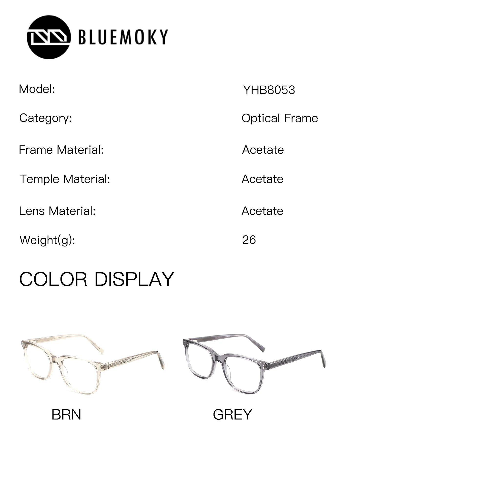 BLUEMOKY M Size Square Prescription Eyewear for Men Acetate Anti Blue Light Progressive Myopia Optical Magnifying Glasses