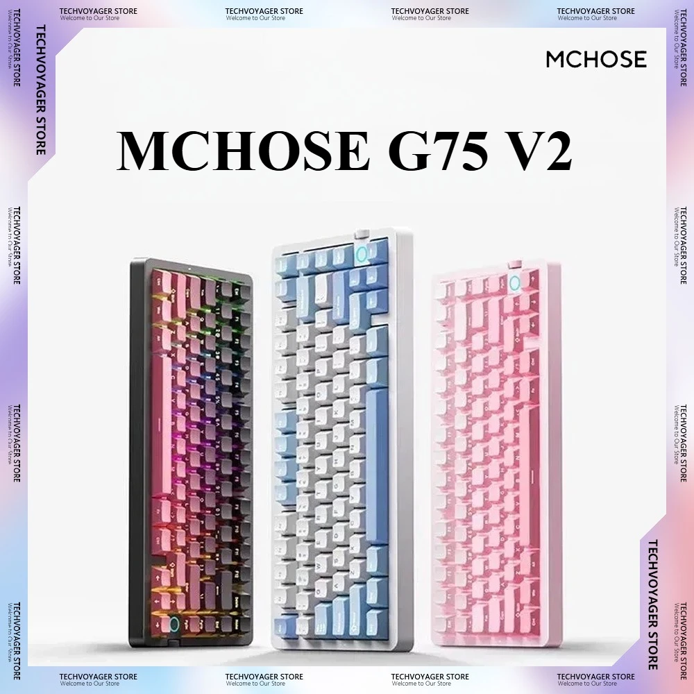 

MCHOSE G75 V2 Mechanical Keyboards Long Battery Life Custom Wireless Bluetooth Tri-Mode Gaming Keyboard E-Sports Accessory Gifts
