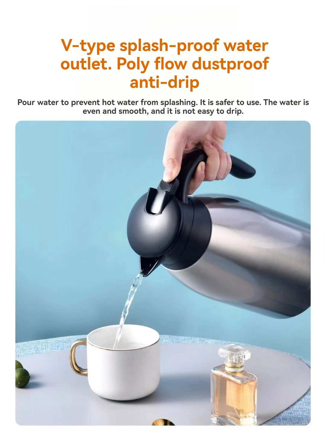 

2L Insulation Kettle Large Capacity Cup Thermal Coffee Stainles Steel Thermos Bottle Inner Leakproof Insulation Water Pot Office