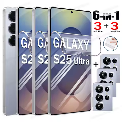 6IN1 Screen Hydrogel Film For Samsung Galaxy S25 Ultra S23 S22 S21 S20 Note 10 20 S24 Ultra FE S25 Plus Back Lens Protector Film