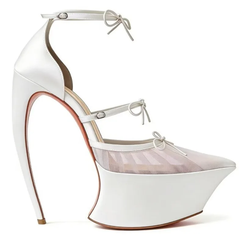 2026 Europäische und Amerikanische Damen Frühling/Sommer Neue Mode Show Satinband Baotou Wasserdichte Plateau Stiletto Ballett Schleife Sandalen