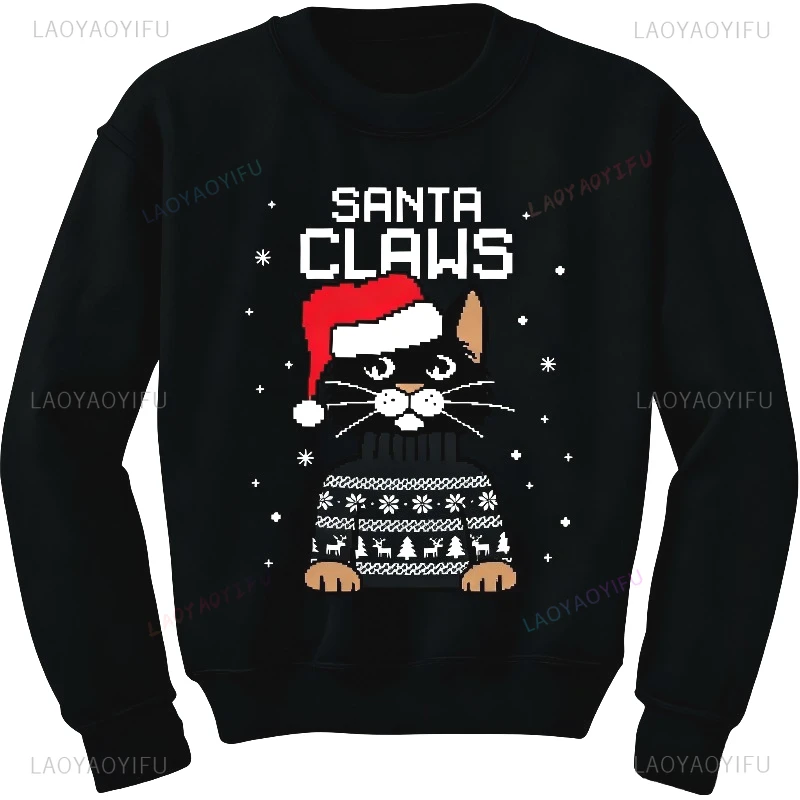 Christmas Ugly Graphic Sweatshirt Santa Claws Santa Claus Long Sleeve Unisex Shirt Ugly Christmas Sweater Style Women Clothing
