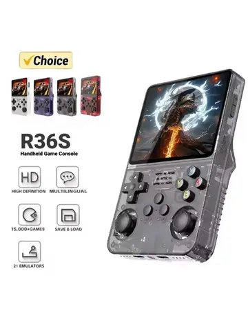 R36S Orange Portable Video Game Console 64G/128GB 3.5 Inch IPS Screen Open Source Linux Pocket Player with 15000 Preloaded Games
