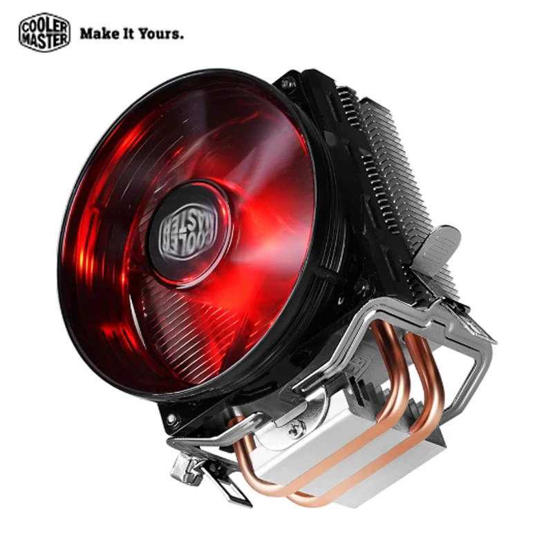 

Cooler Master T20 2 Heat Pipe CPU Cooler For Intel 775 115X 1700 2011 AMD AM4 5 CPU Radiator 9.5cm Quiet Red Cooling LED Fans