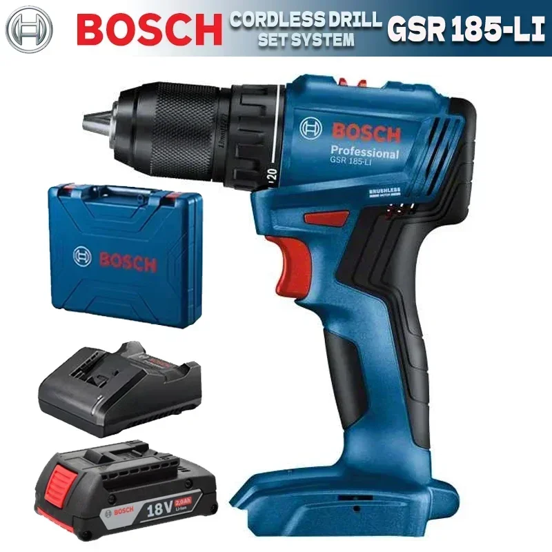 BOSCH Cordless Drill Driver Electric Screwdriver For Metal Wood Wall Professional 18V Brushless Motor Power Tool GSR 185-LI