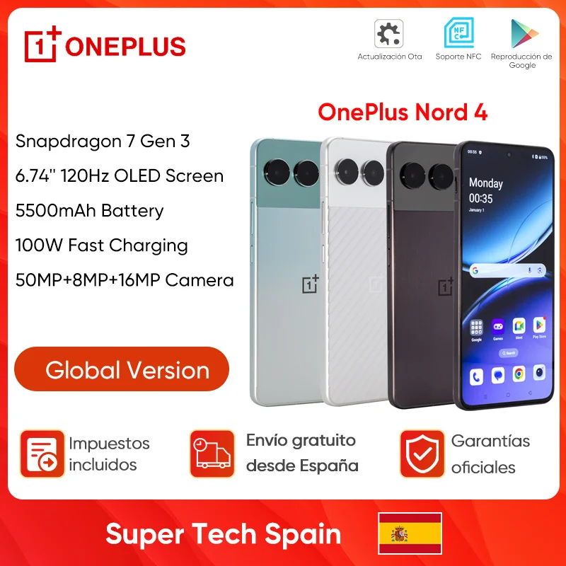 OnePlus-Smartphone Nord 4 5G, Snapdragon 7, Isabel 3, 2024 en effet, écran OLED 6.74Hz, charge