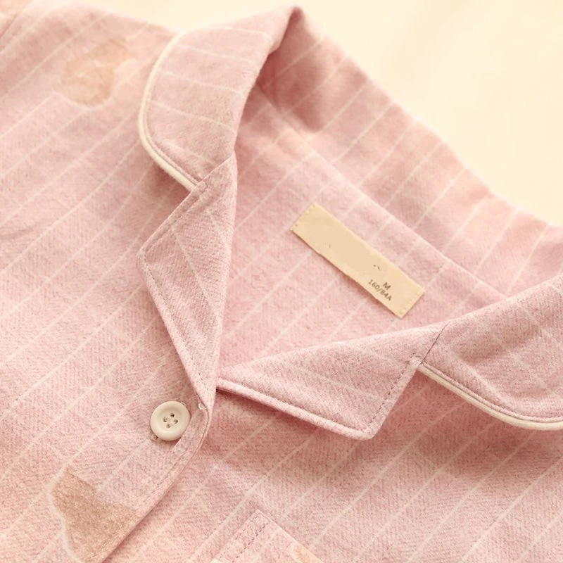 Plaid Cotton Pajamas Set New Couple Style Spring Autumn Pyjama Home Clothes For Men Women Pijama Suitable For Sleeping