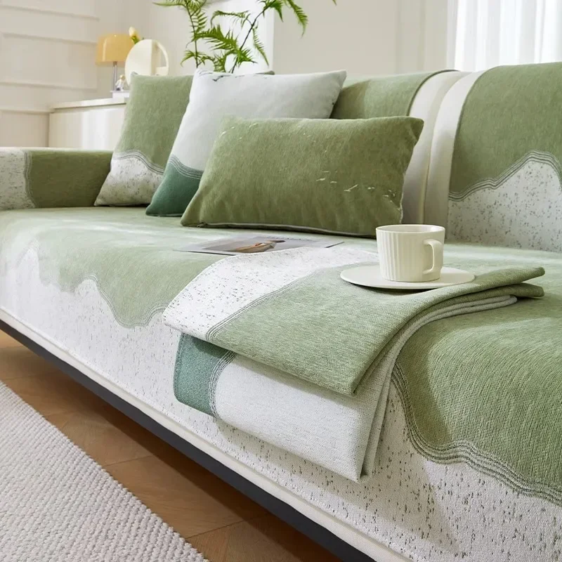 Leather Non-Slip Cushion Chenille Sofa Cushion Light French Cream Style All Seasons Universal New Style Cover Cloth