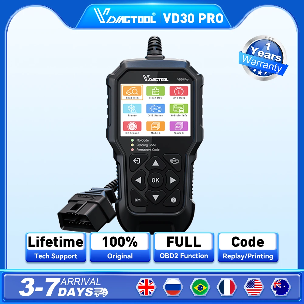 

VDIAGTOOL VD30Pro Code Reader with 32g Memory OBD2 Scanner Car Diagnostic Tool For Check Engine Battery Voltage Testing