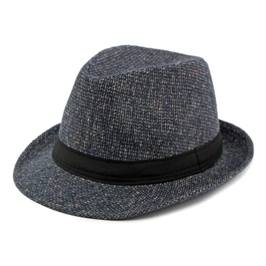 British Top Jazz Hat for Gentleman Hat Middle-Aged Men Simple Pure Color Wool Top Hat Casual Elegant Jazz Hat Fedoras Party Cap