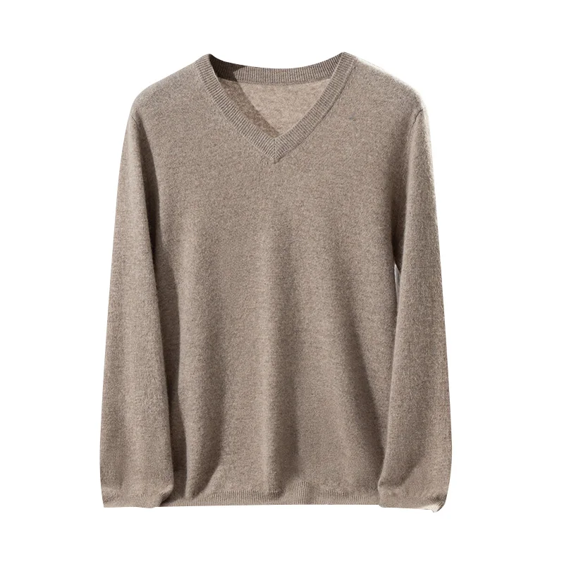 

Classic Seamless Men Knitted Cashmere Wool Pullover Leisure Business Sweater V-Neck Ribbed Cuffs High quality Soft&Warm Tops