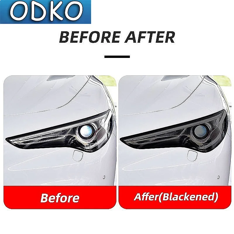 Car Headlight Protective Film Front Light Transparent Smoked Black TPU Sticker For Alfa Romeo Stelvio 949 2017-On 2020 2021 2022