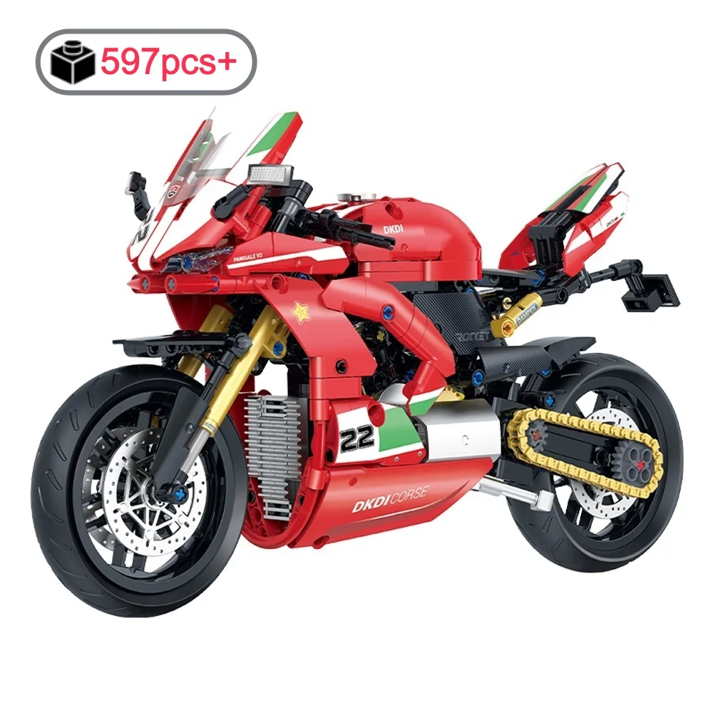 

Технический конструктор мотоцикла 1:8, модель Ducati, гоночный мотоцикл, 597 деталей, игрушка для детей