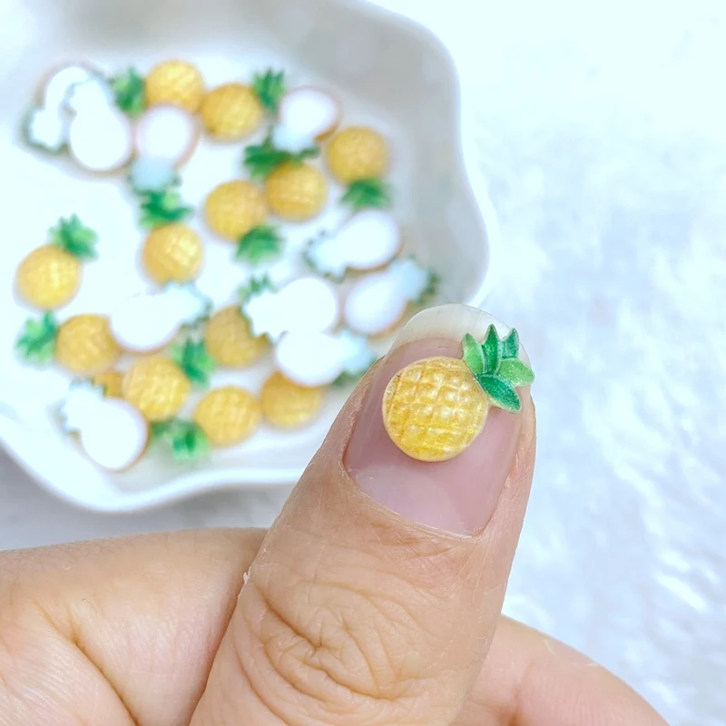 Miniestatuilla de resina de piรฑa, adorno plano para hacer joyas, accesorios para manicura y peluquerรญa, 8x12mm, 50 piezas