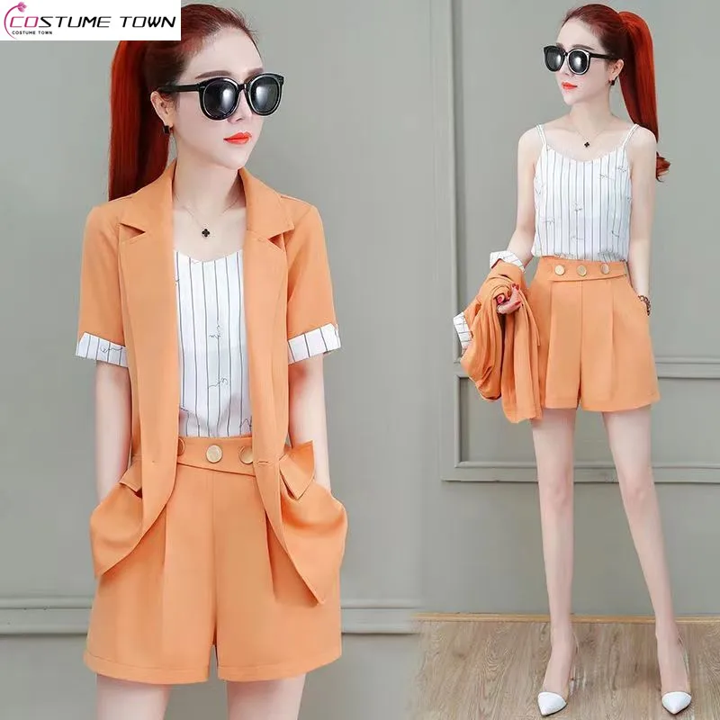 2024 New Fashionable and Elegant Suit Set Spring/Summer Internet Popular Suit Shorts Three Piece Set for Women