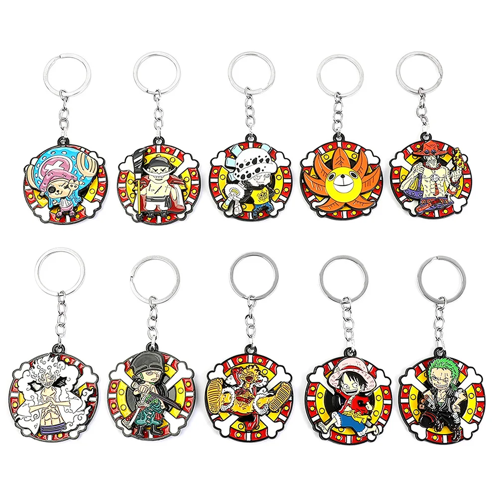 Heißblütiger Anime-Schlüsselanhänger aus Metall mit Trafalgar Law, Roronoa Zoro, Monkey D. Luffy, Tony Tony Chopper, Auto-Schlüsselring, Anhänger-Geschenk