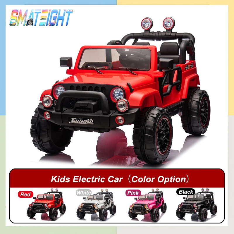 24V Kids Ride On Electric Car with Remote Control 2WD Rear Suspension Trunk Bluetooth USB Lights Pull Rod Toy Vehicle for kids