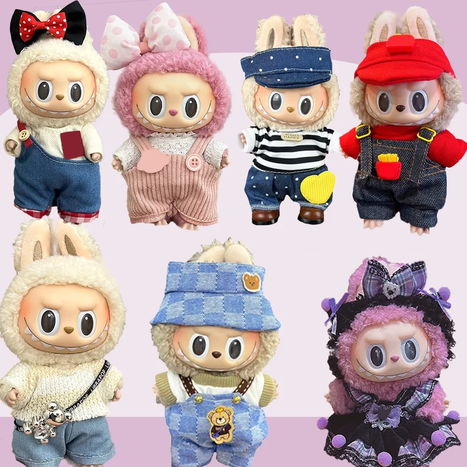

Suitable for 15-17 cm Labubus mini doll clothing worker set Labubus doll accessories pendant birthday gift toy