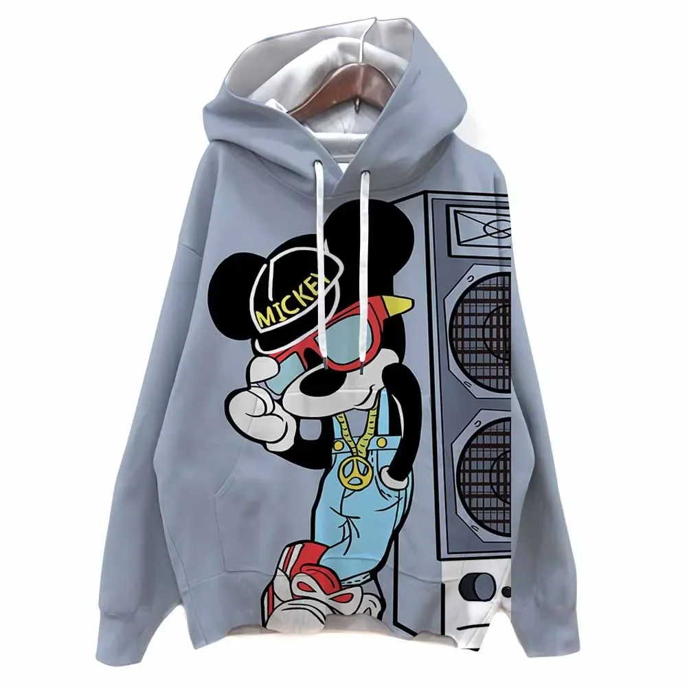 디즈니 미키 마우스 프린트 Y2K 후드티 여성 하라주쿠 카와이 옷 오버사이즈 스웨트셔츠 귀여운 여성 새로운 캐주얼 패션 고딕