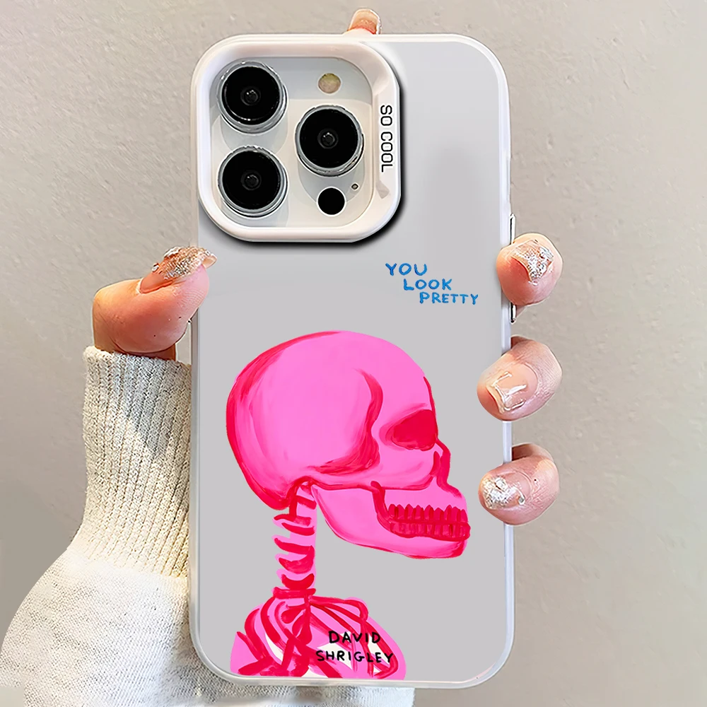 D-David S-Shrigley Art Phone Case for iPhone 12 11 13 14 15 16 Max Pro Plus IMD Shockproof Silicone Coque