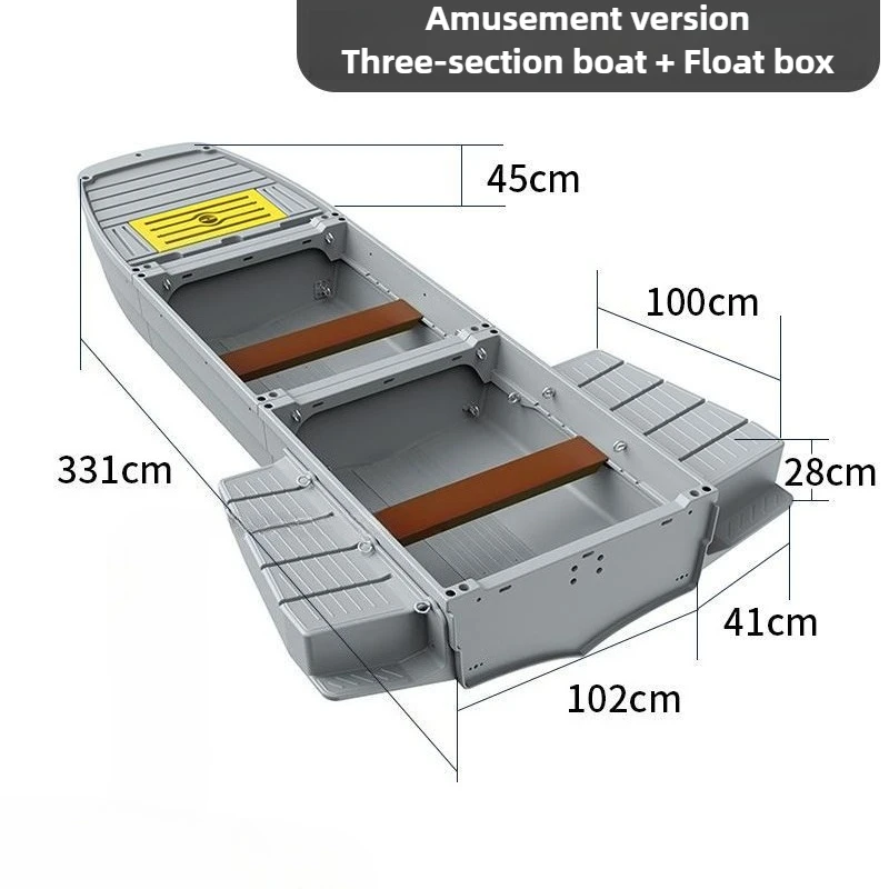 Folding Hard Shell Boat, 3.3m Portable PE Fishing Kayak, 4 Person Unsinkable Skiff, Stable Detachable Dinghy, for Lake River Sea