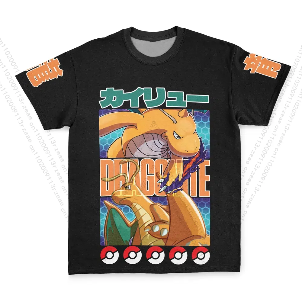 

Latest Anime Pokemon Dragonite Type Men's Y2K Cosplay Print Tees Hip Hop Pikachu Boys Kawaii Breathable Fashion Street T-shirt