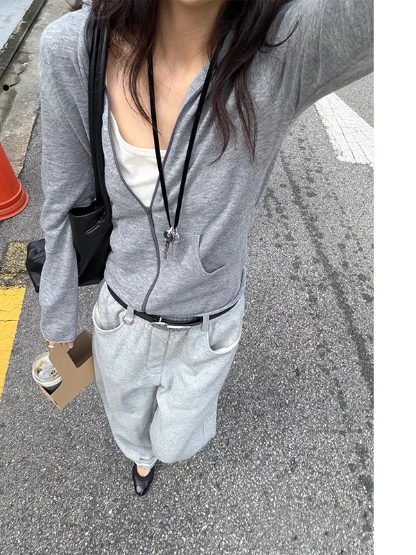 

NANM New Pure Color Versatile Slimming Small Stand Collar Zipper Hem Design Casual Wool Open Cardigan Women's Knitted Sweater