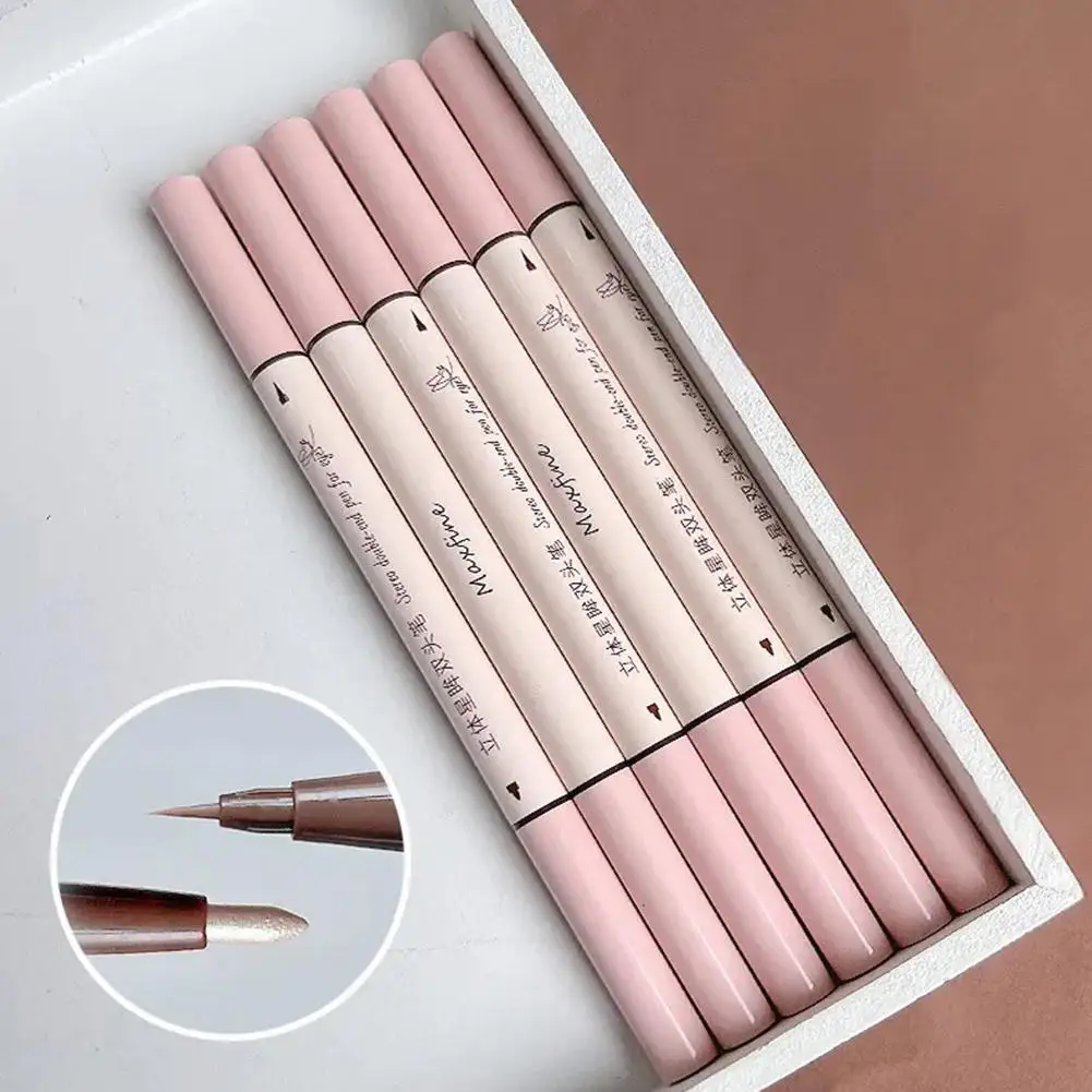 Doppelkopf Eyeliner liegend Seidenraupen stift matte Perle glänzend natürlich wasserdicht langlebige Anfänger Eyeliner Make-up Kosmetik