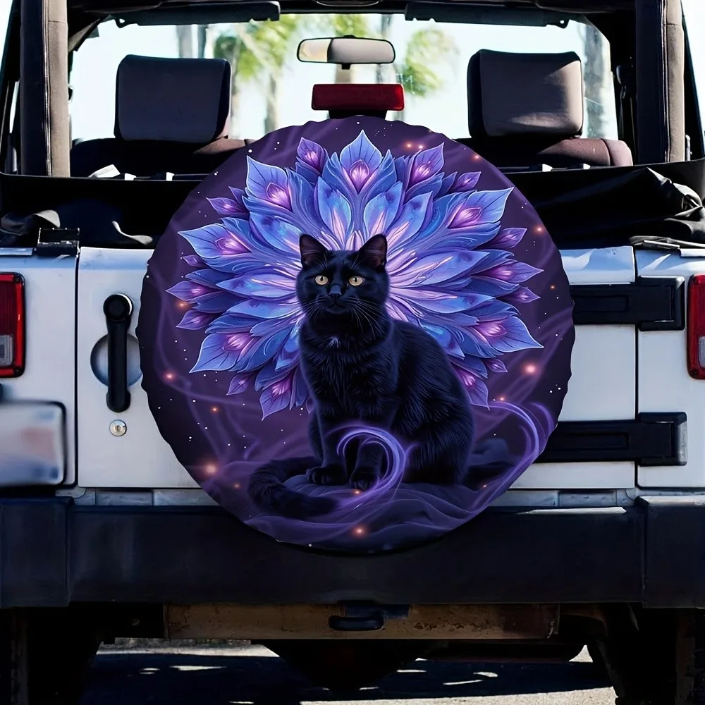 

Mystical Black Cat Spiritual Mandala Spare Tire Cover Waterproof Polyester Accessory