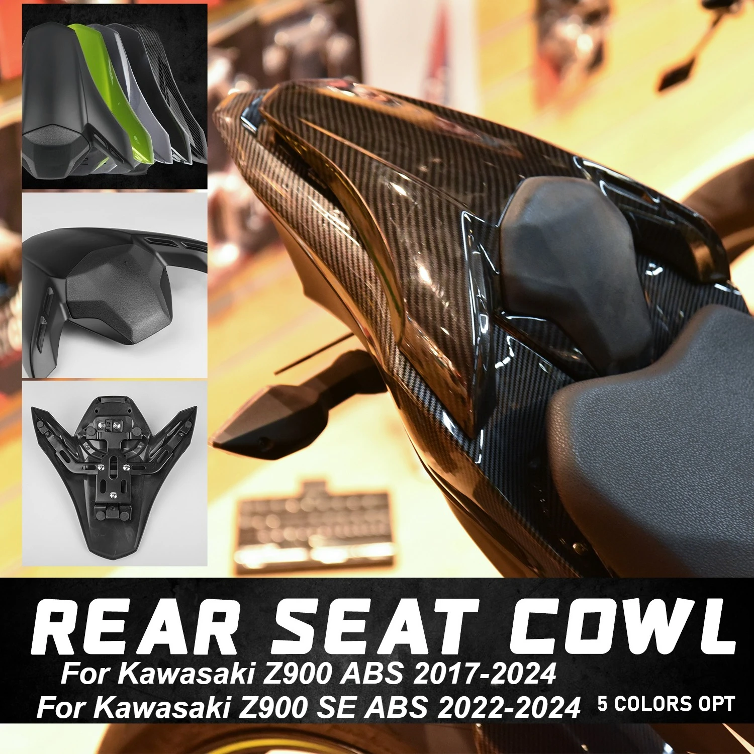 Rear Seat Cowl Cover for Kawasaki Z900 ABS 2017-2024 Rear Passenger Seat Cover Cowl for Z900 SE ABS 2022-2024 Accessories