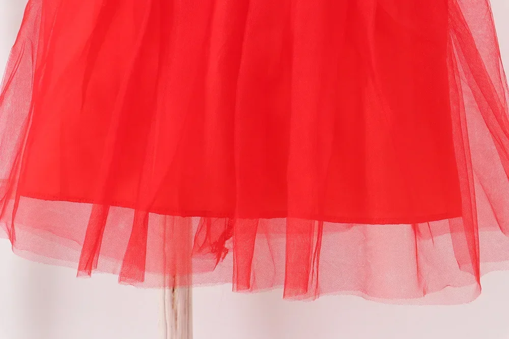 Rotes Sommerkleid für Kinder, Qipao, chinesische Mode, Performance-Cheongsam, Netzstoff, Prinzessinnenkleider, Tanzkleidung für Kinder, Vestidos – Detail 26