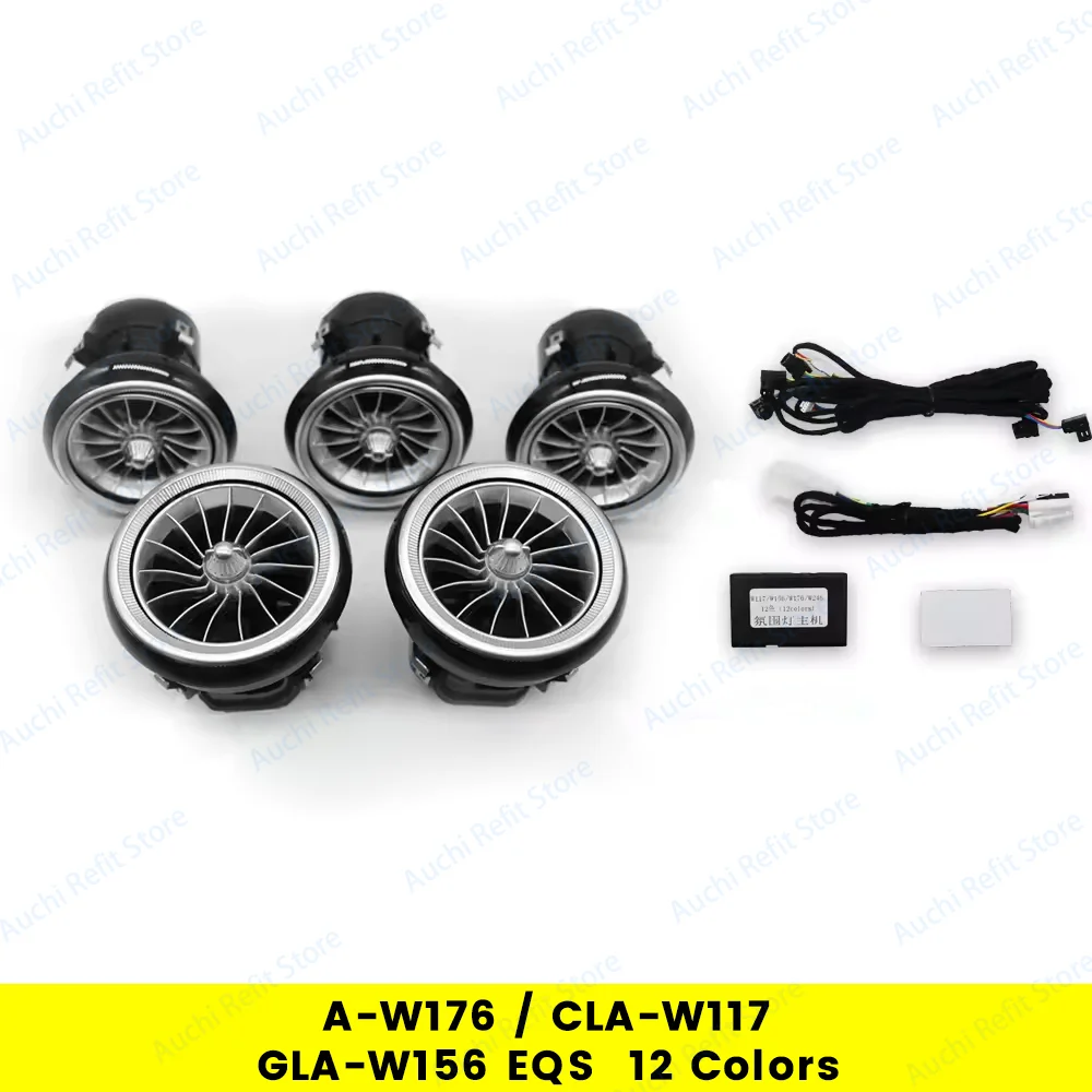 3/64 Kleurrijke LED-luchtuitlaten voor Mercedes-Benz C GLC Klasse W205 X253 W213 W222 W117 X156 W176 Turbo Nozzle Sfeerverlichting