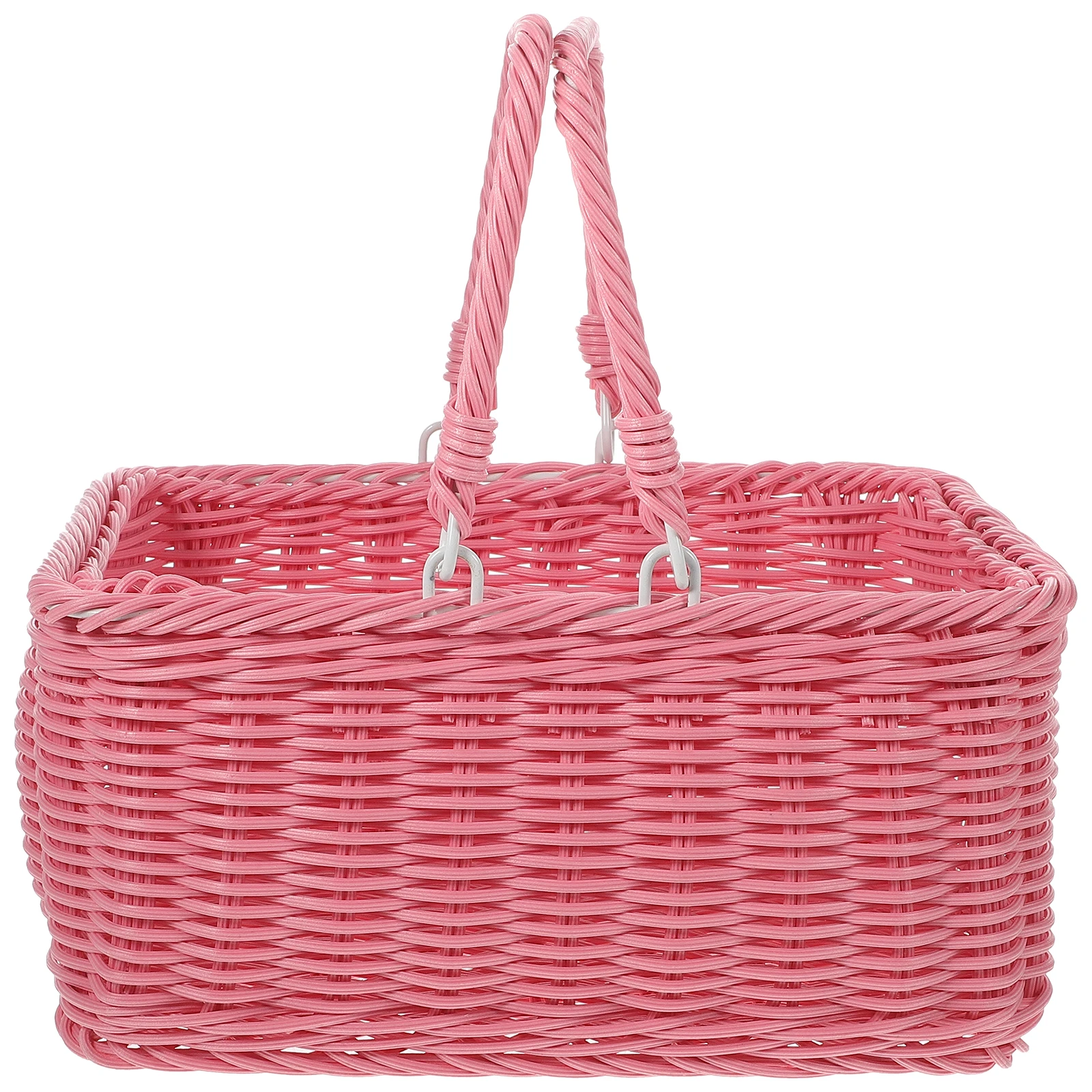 Woven Storage Basket with Handle Multi-Functional Picnic Snacks Sundries Organizer Handheld Rustic Vegetable Basket