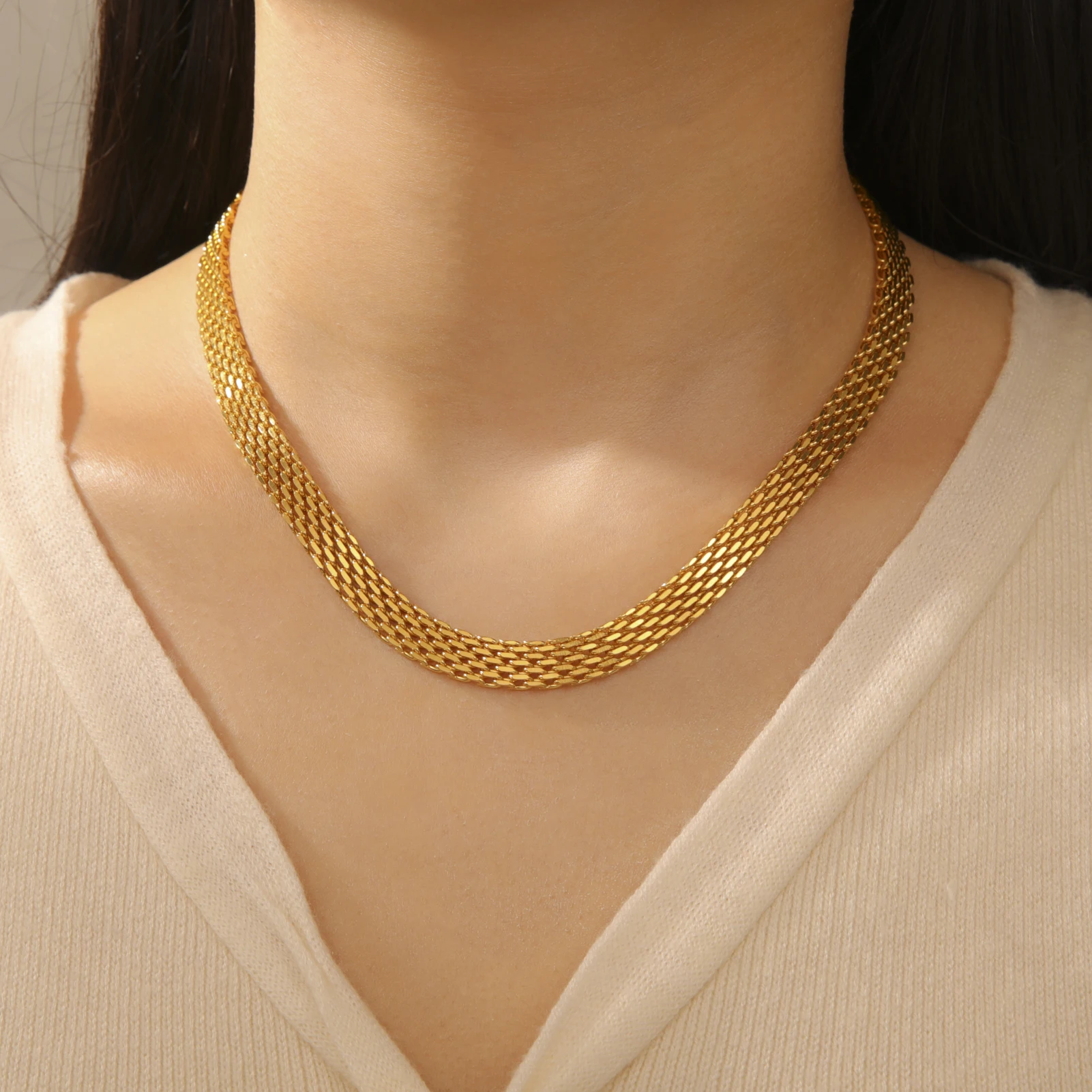 

Kkjoy Stainless Steel Chain Necklace Collection Elegant Personalized Accessories Simple Enthusiasts Jewelry Gifts Outings Dates
