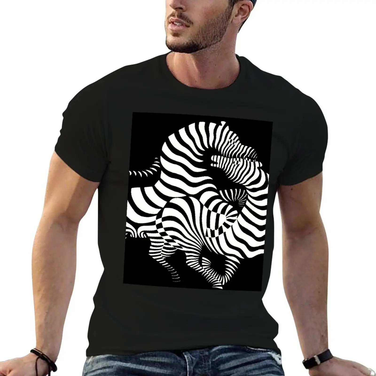 Original Paintings by Victor Vasarely, 1906-1997, France, Op Art T-Shirt Minimalist Plain Crew Neck T-Shirt
