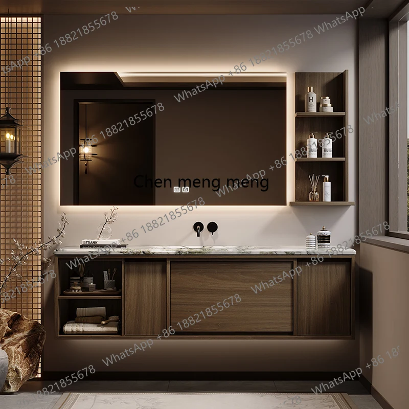 

Комбинация шкафа для ванной комнаты в средневековом стиле под столешница, керамическая раковина, шкаф для унитаза и умывальника