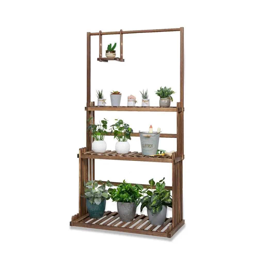 Hanging Wood Plant Stand Planter Shelves Flower Pot Organizer Rack Multiple Display Holder Shelf Indoor Outdoor