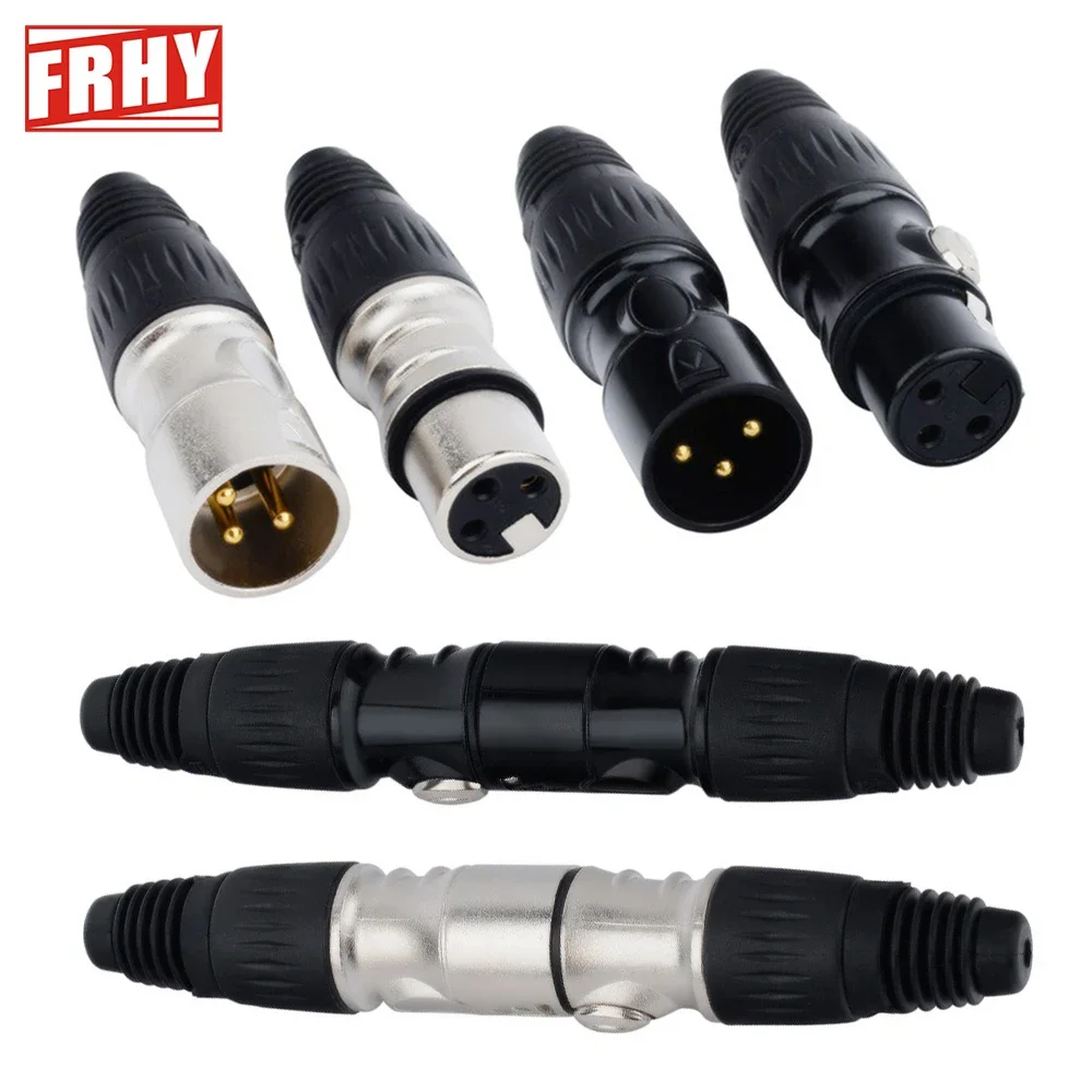 10PCS XLR 3-Pin Male/Female Balanced Audio Cable Connector Black & Silver Plug, Perfect for Microphones & Audio Equipment