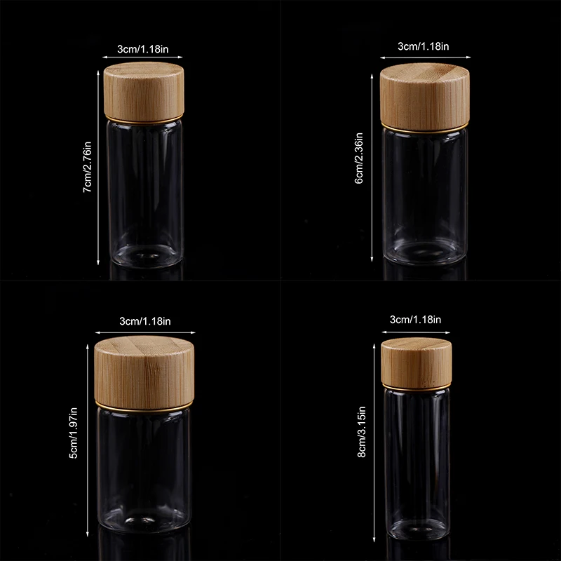 20/25/30/40ML Mini Glass Bottle For Coffee Concentrate Milk Juice Leakproof Bottle With Bamboo Lid Jar Portable Empty Glass Jar