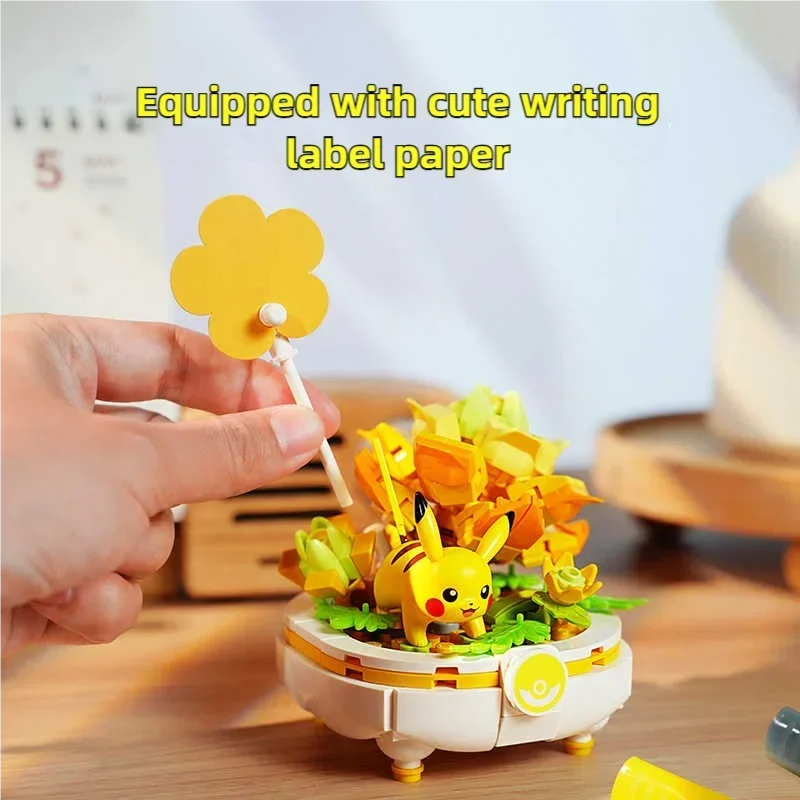 Pokemon Building Blocks Pikachu Togepi Sylveon Sprigatito Flower Plant Potted Bricks Collection Display DIY Toys Holiday Gifts