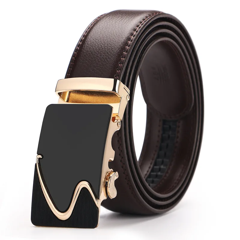 

35cm Men's Fashion Belt with Automatic Buckle PU Alloy Business Style Leather Accessory for Men
