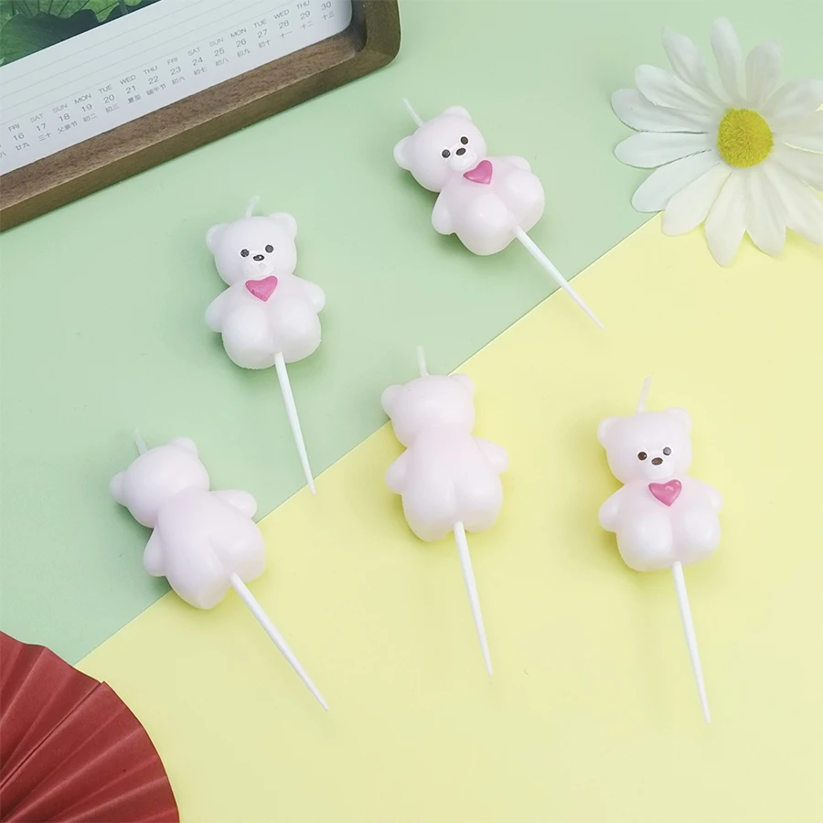 Heißer Verkauf 5PCS Liebe Kleine Bär Alles Gute Zum Geburtstag Kuchen Kerze kinder Krawatte Brief Bär Party Cartoon Kuchen Dekoration – Detail 12
