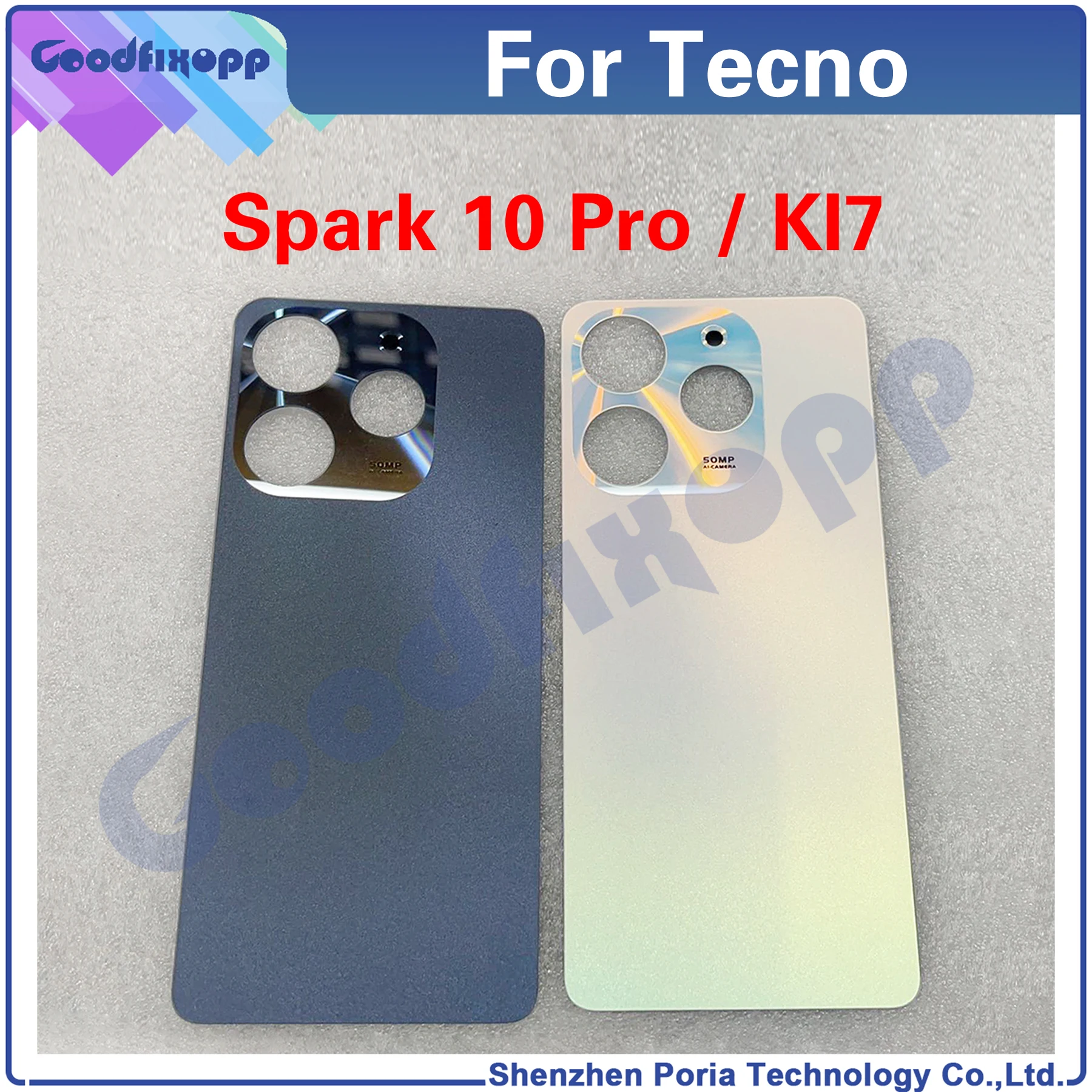 For Tecno Spark 10 Pro KI7 Back Battery Cover Door Housing Rear Case For Spark10Pro Repair Parts Replacement