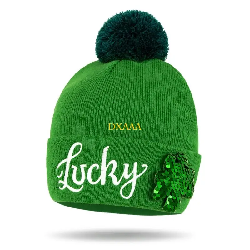 DXAA Irish Green Skull Cap for StPatricks Day and Daily Wear Festival Celebration Headwear Holiday Accessory for Women Men